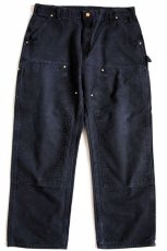 画像2: USA製 carharttカーハート ダブルニー ダック地 ペインターパンツ 黒 w38 L30 (2)