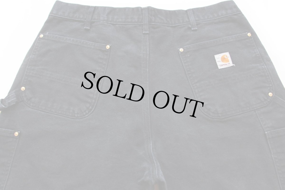 画像5: USA製 carharttカーハート ダブルニー ダック地 ペインターパンツ 黒 w38 L30 (5)