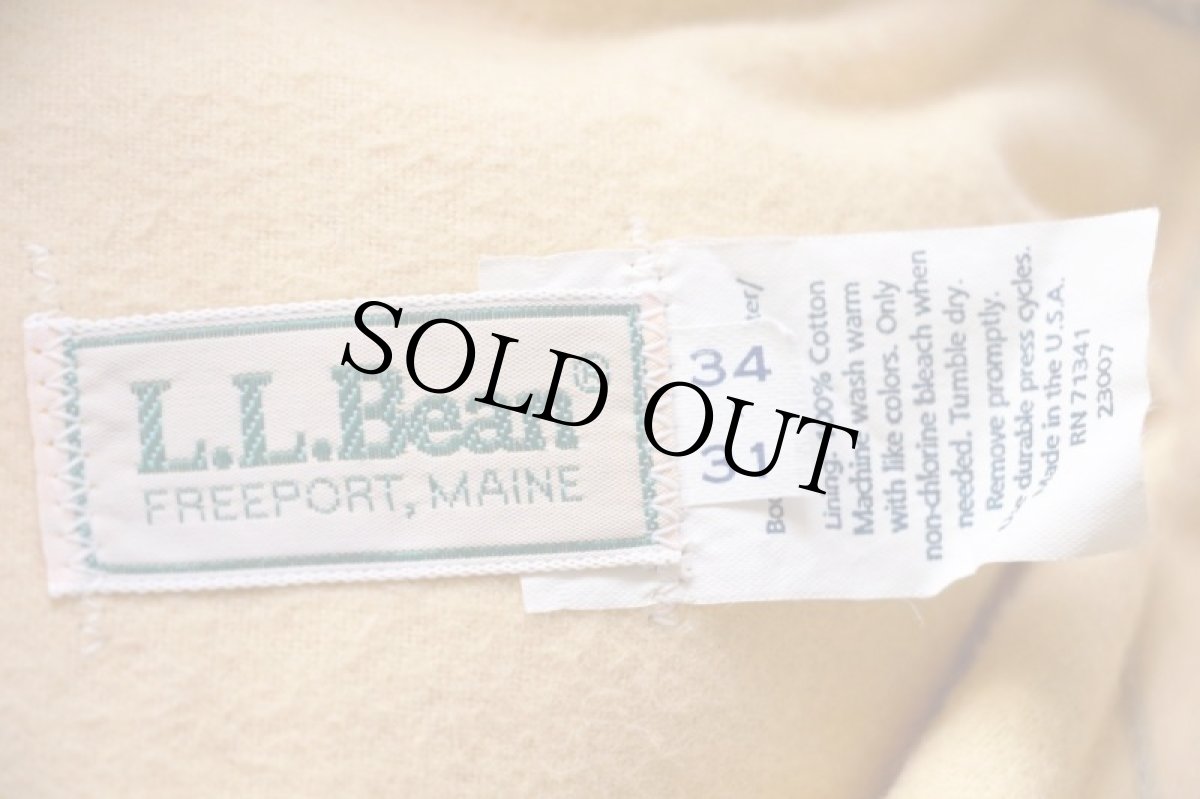 画像6: デッドストック★80s USA製 L.L.Bean コットンライナー チノパン カーキ w34 L31 (6)