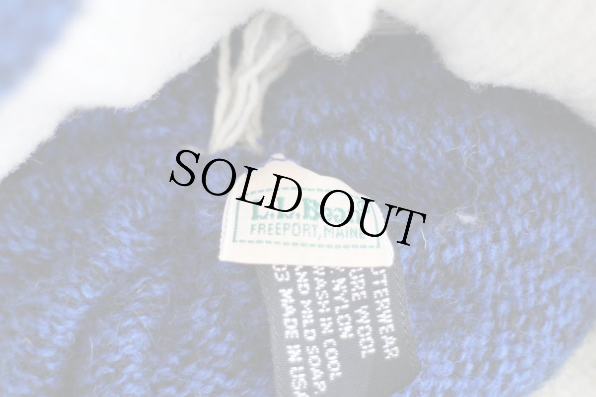 画像4: 80s USA製 L.L.Bean ハスキー柄 ウール ニットキャップ 霜降り青 キッズ (4)