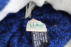 画像4: 80s USA製 L.L.Bean ハスキー柄 ウール ニットキャップ 霜降り青 キッズ (4)