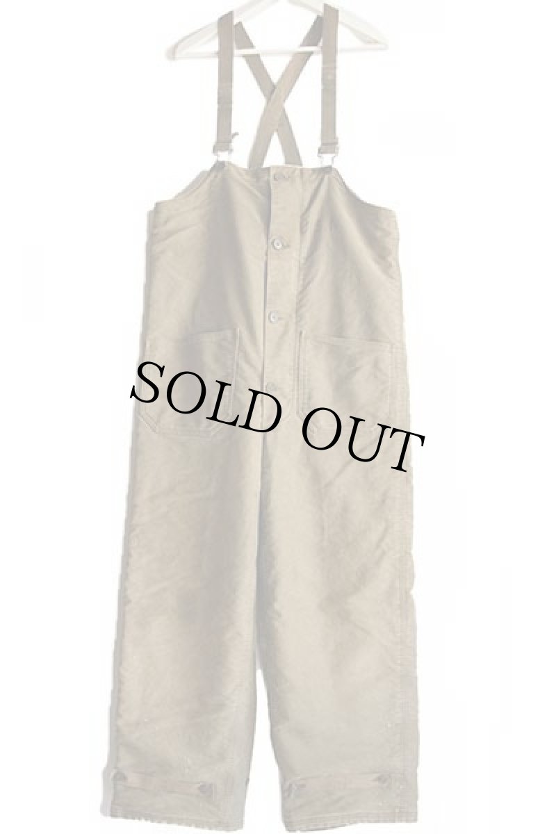 画像2: 40s 米軍 U.S.NAVY N-1 デッキパンツ オリーブドラブ S★オーバーオール (2)