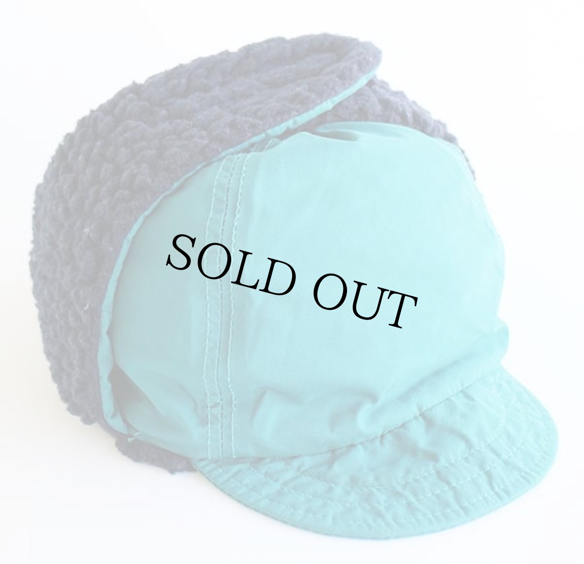 画像2: 90s USA製 Columbiaコロンビア パイル フリースライナー 耳当て付き ナイロンキャップ エメラルドグリーン XXL (2)