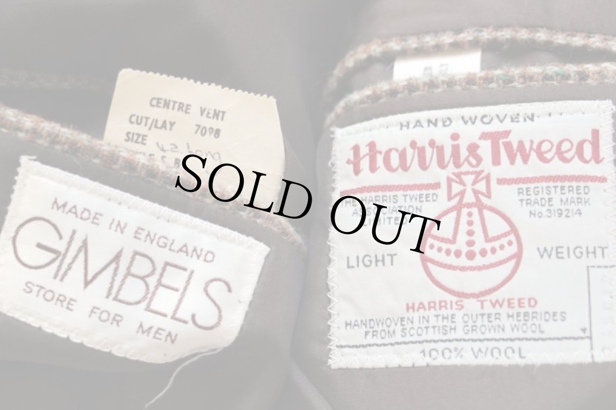 画像4: 英国製 GIMBELS Harris Tweedハリスツイード ウール テーラードジャケット 42L (4)