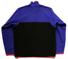 画像2: 80s patagoniaパタゴニア マルチカラー 切り替え フリース スナップT 青紫×黒×赤 M (2)