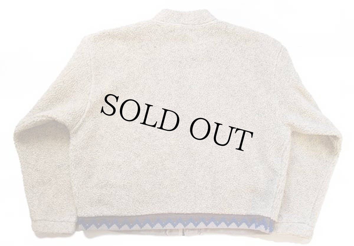 画像2: 90s Christopher&Banks ジグザグ柄 ニット 切り替え パイル フリースジャケット ベージュ L (2)