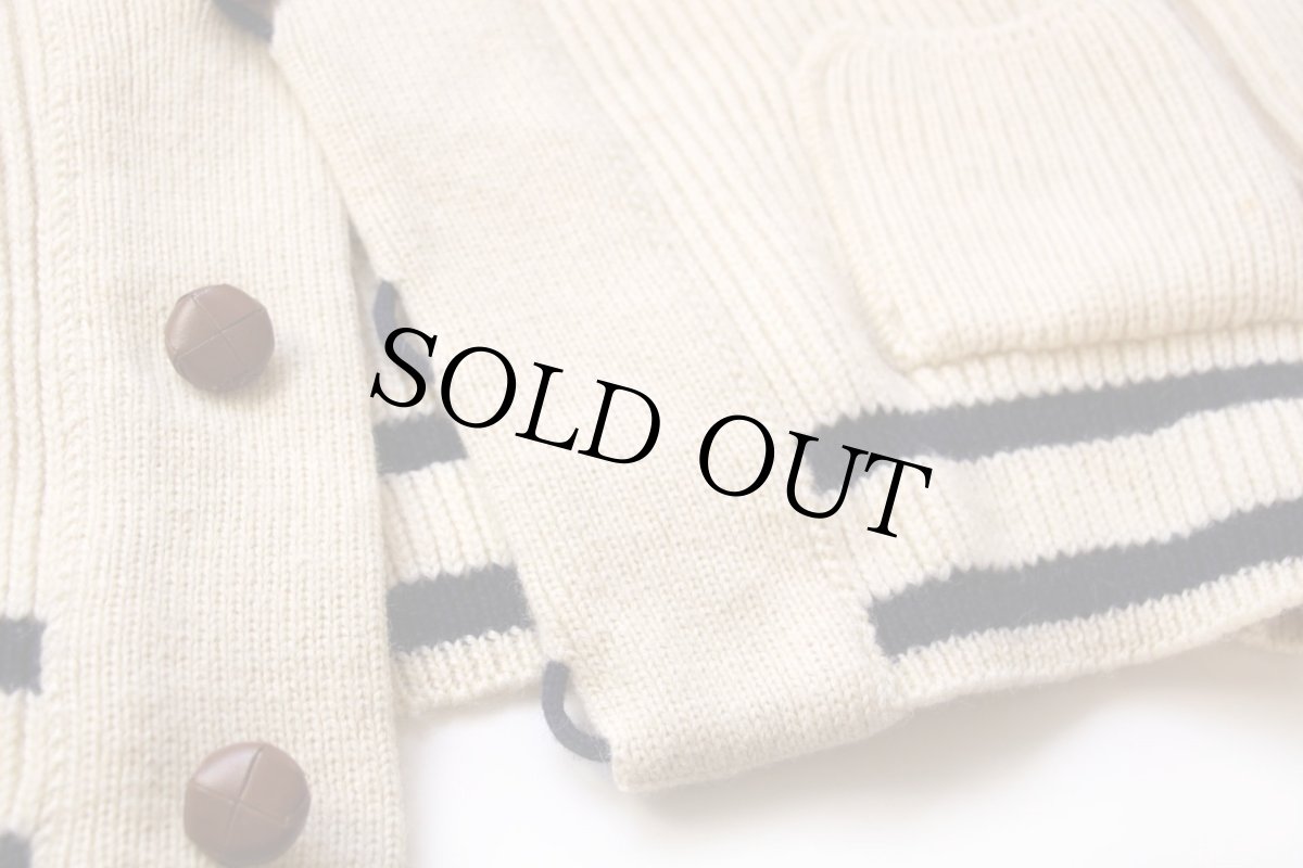 画像5: 英国製 Dulyn Knitwear ウールニット カーディガン ナチュラル×ネイビー M (5)