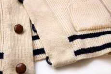 画像5: 英国製 Dulyn Knitwear ウールニット カーディガン ナチュラル×ネイビー M (5)