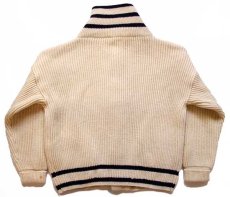 画像2: 英国製 Dulyn Knitwear ウールニット カーディガン ナチュラル×ネイビー M (2)