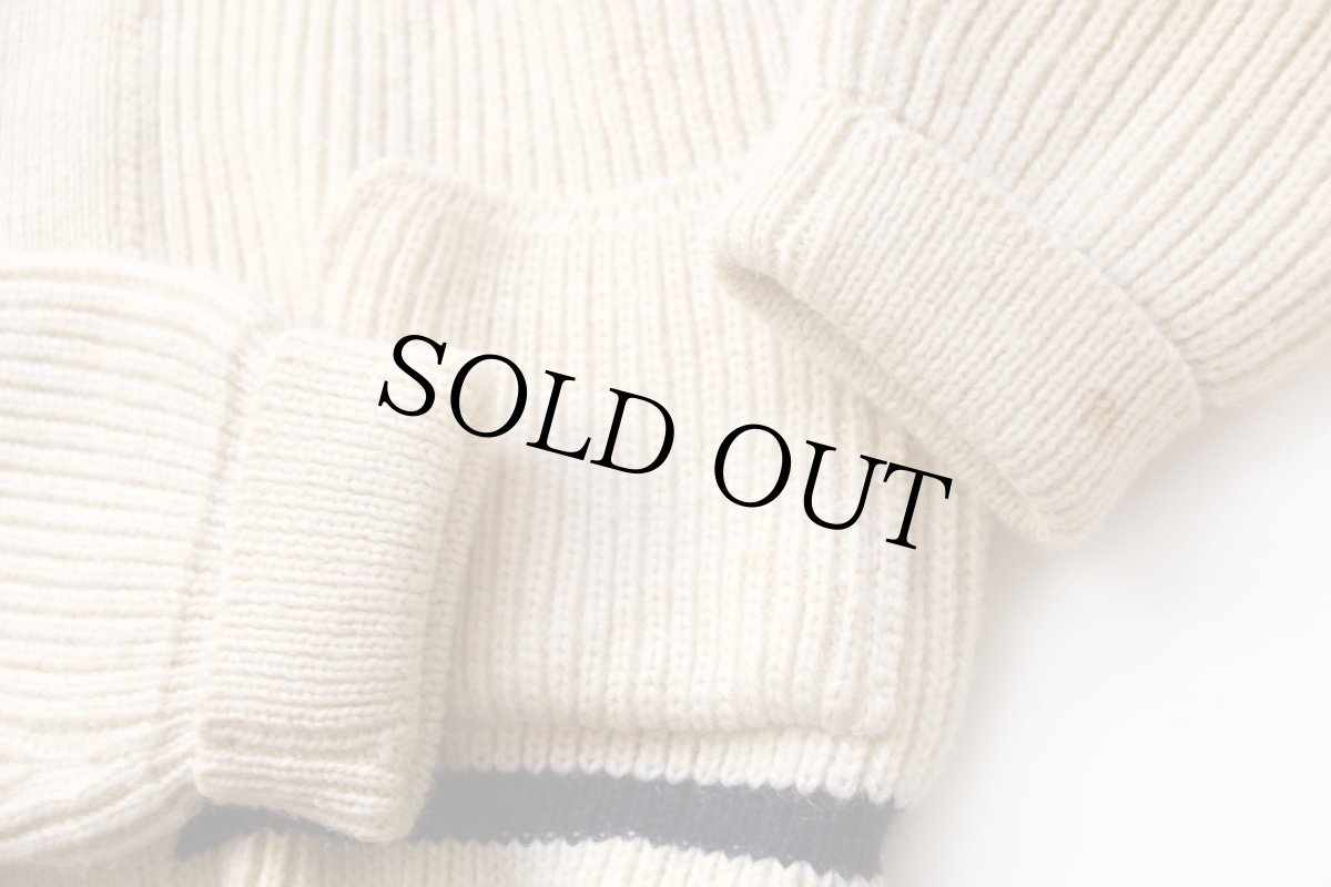 画像6: 英国製 Dulyn Knitwear ウールニット カーディガン ナチュラル×ネイビー M (6)