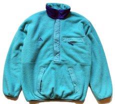画像1: 80s カナダ製 patagoniaパタゴニア 刺繍入り ハーフジップ プルオーバー フリースジャケット 水色 M (1)