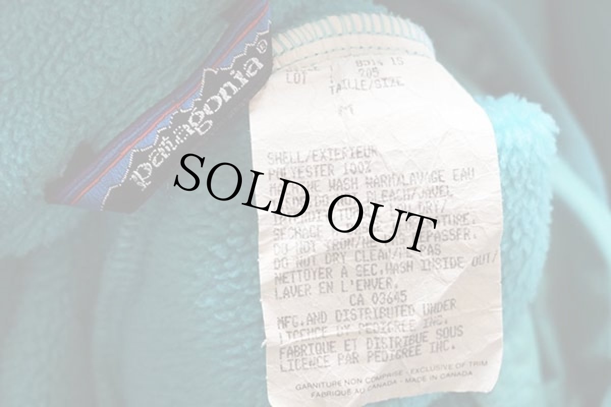 画像4: 80s カナダ製 patagoniaパタゴニア 刺繍入り ハーフジップ プルオーバー フリースジャケット 水色 M (4)