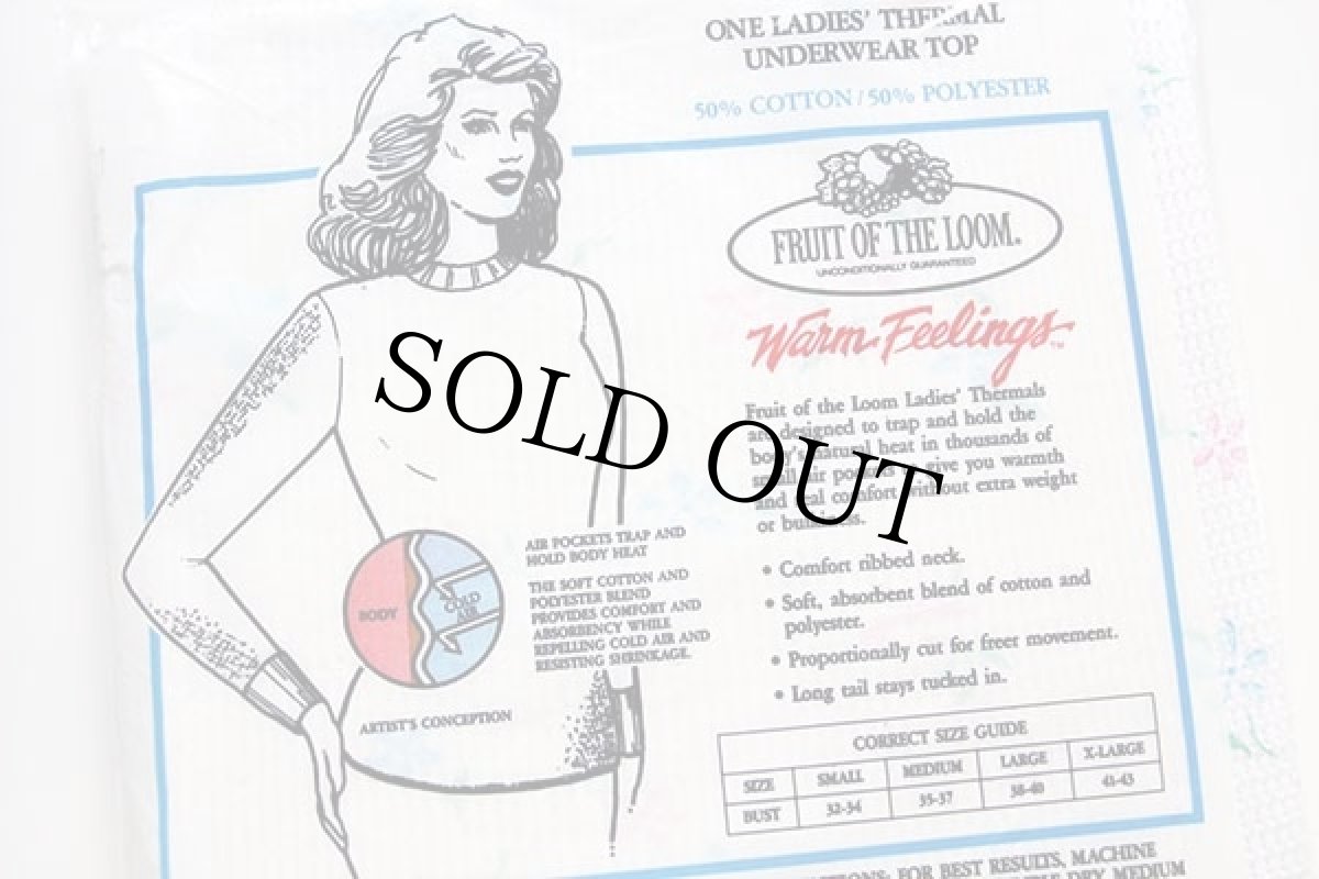 画像4: デッドストック★80s USA製 FRUIT OF THE LOOM フラワー 総柄 サーマルシャツ 白 M (4)