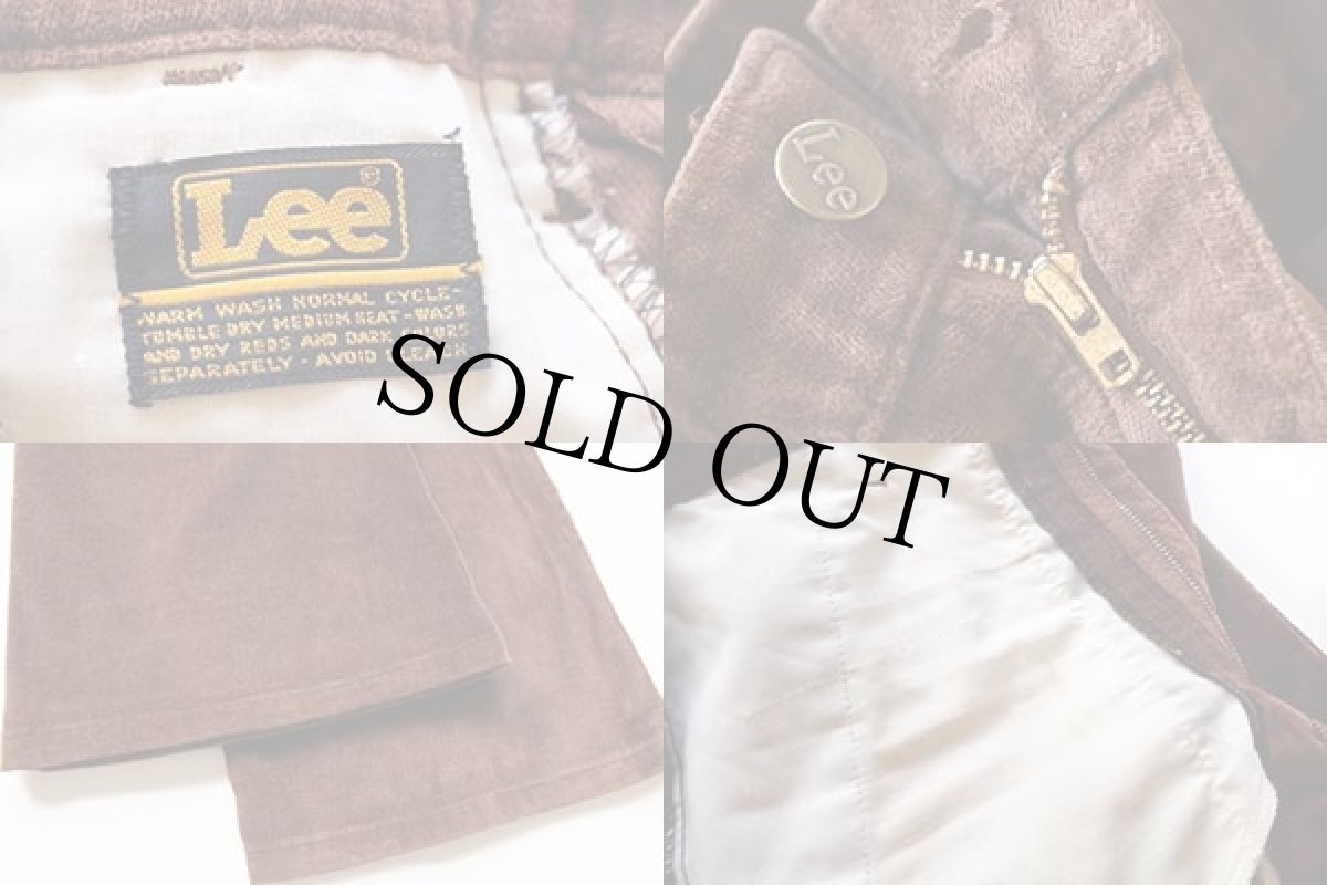 画像6: 70s Leeリー ベルボトム ベロアパンツ 茶 w33 (6)