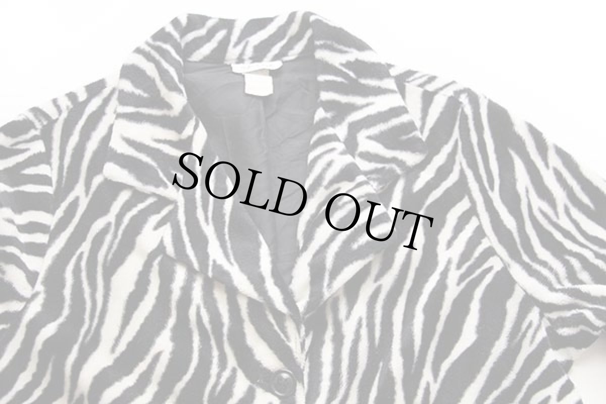 画像3: 80s USA製 SENSE ゼブラ柄 3つボタン フェイクファージャケット 白×黒 M (3)