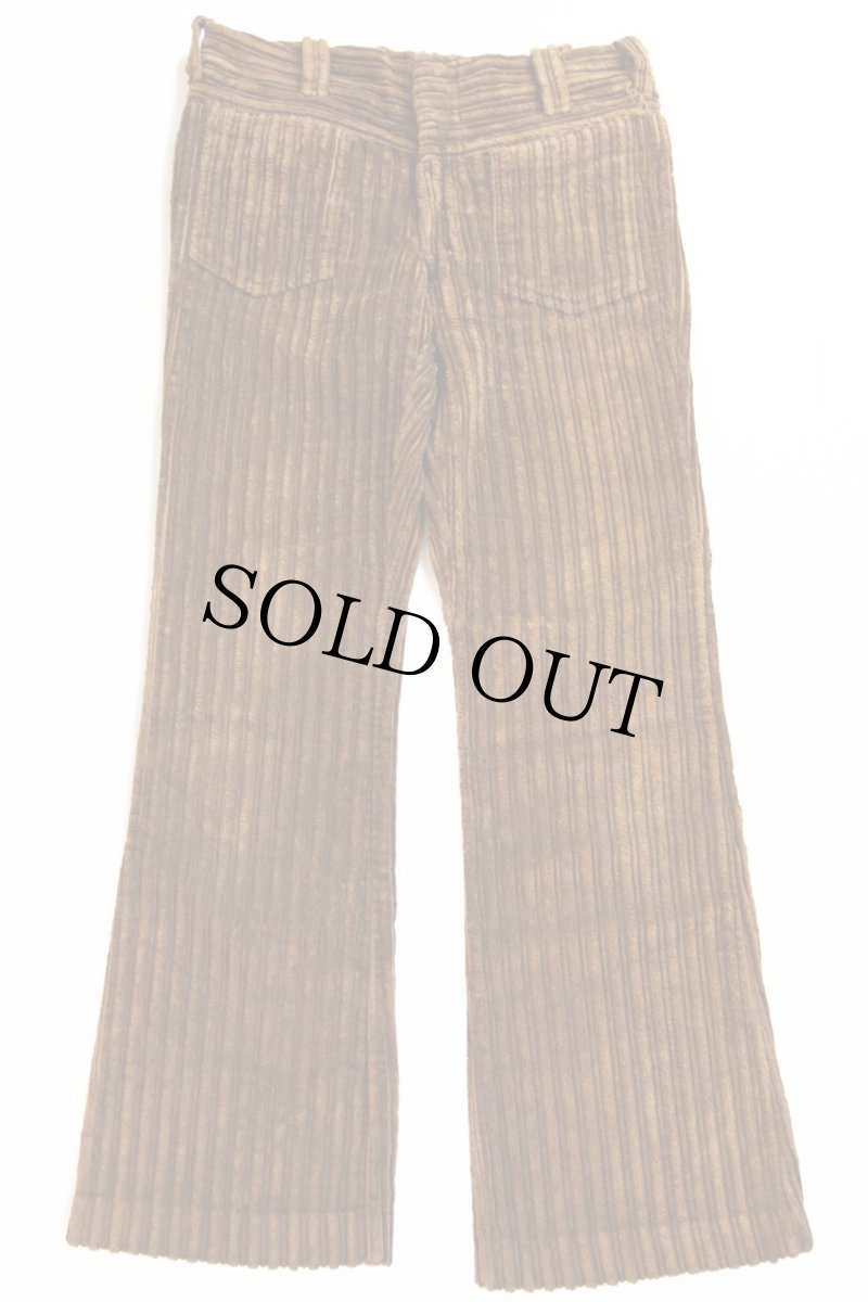 画像2: 70s BRATEN APPAREL ベルボトム ランダム 極太畝 コーデュロイパンツ 焦げ茶 w34 (2)