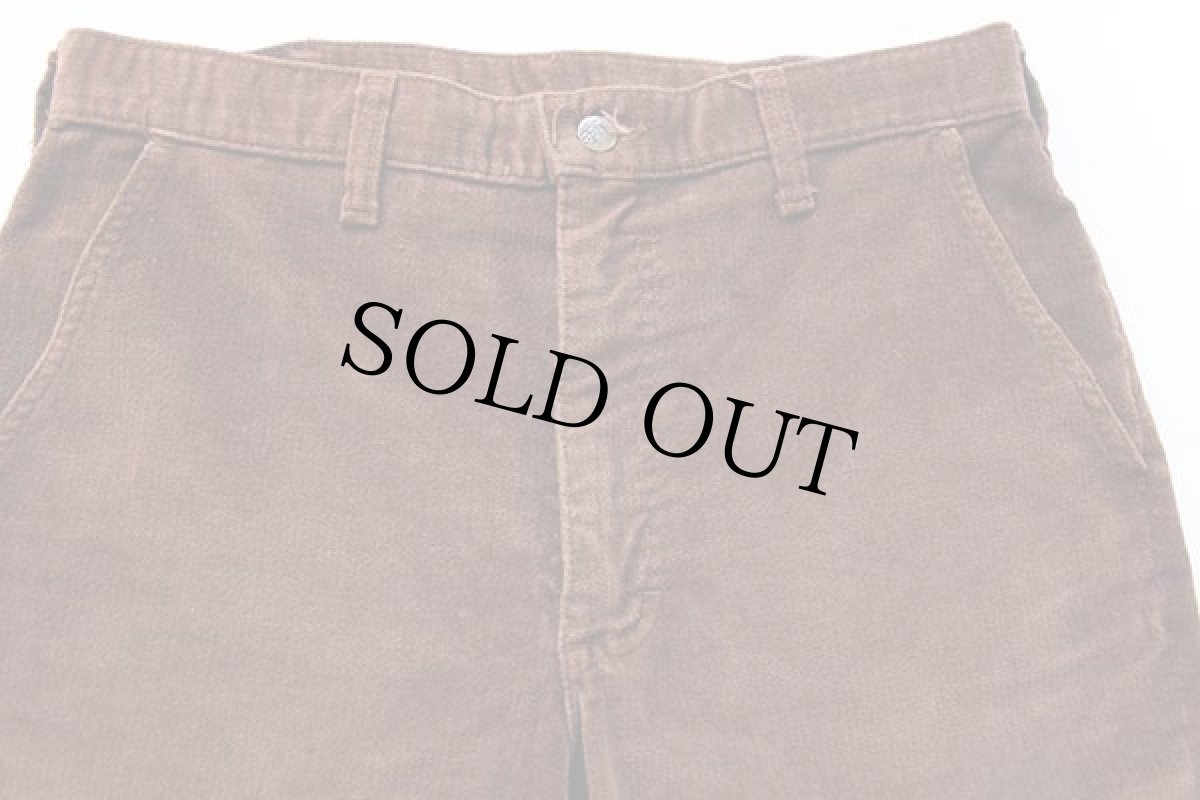 画像4: 70s Leeリー ベルボトム ベロアパンツ 茶 w33 (4)