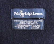 画像3: スコットランド製 ラルフローレン ワンポイント ラムウール マフラー 濃紺 (3)