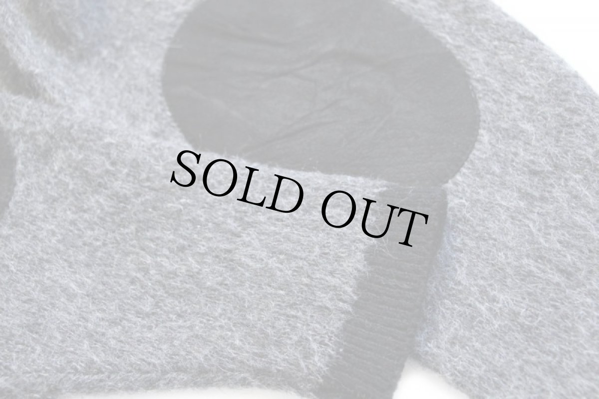 画像5: 60s UNKNOWN ツートン エルボーパッチ付き モヘヤ ニット カーディガン グレー×ブラック (5)