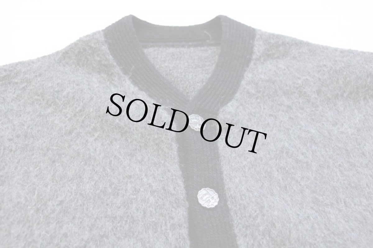 画像3: 60s UNKNOWN ツートン エルボーパッチ付き モヘヤ ニット カーディガン グレー×ブラック (3)