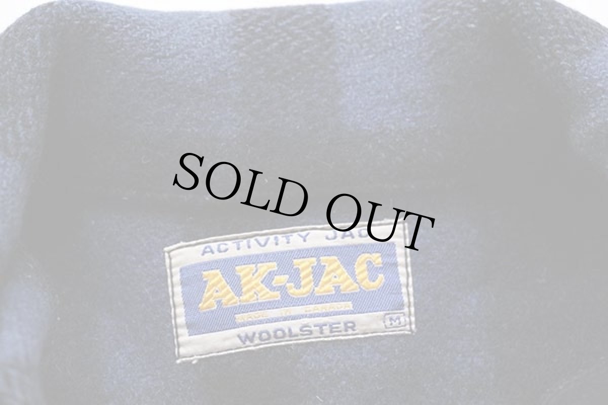 画像4: 50s カナダ製 AK-JAC バッファローチェック ウール シャツジャケット 青×黒 M (4)