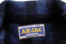 画像4: 50s カナダ製 AK-JAC バッファローチェック ウール シャツジャケット 青×黒 M (4)