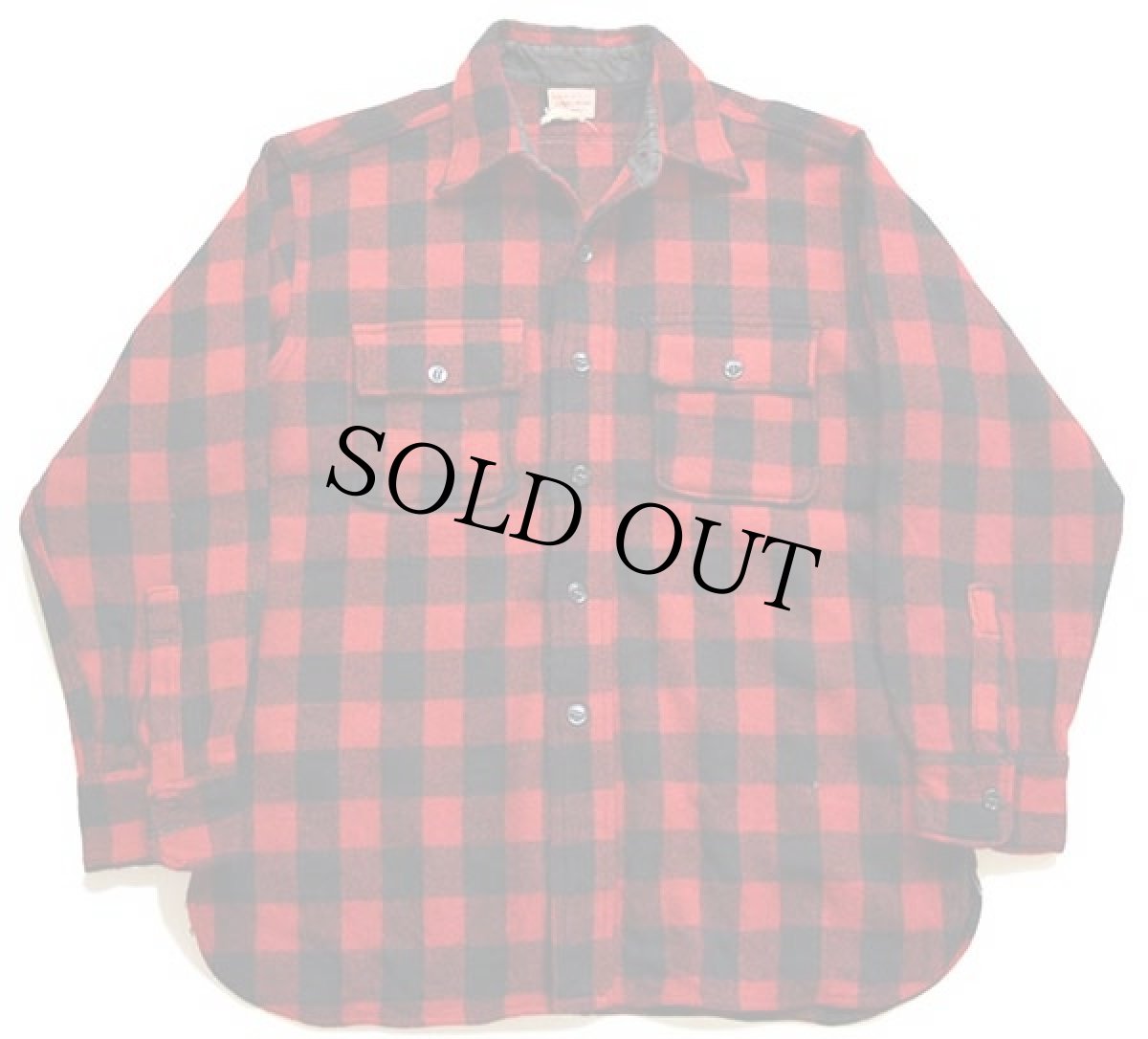 画像1: 50s ALLIED CLOTHIERS バッファローチェック マチ付き ウールシャツ 赤×黒 (1)