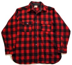 画像1: 50s ALLIED CLOTHIERS バッファローチェック マチ付き ウールシャツ 赤×黒 (1)