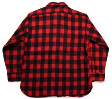 画像2: 50s ALLIED CLOTHIERS バッファローチェック マチ付き ウールシャツ 赤×黒 (2)