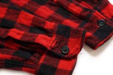 画像6: 50s ALLIED CLOTHIERS バッファローチェック マチ付き ウールシャツ 赤×黒 (6)