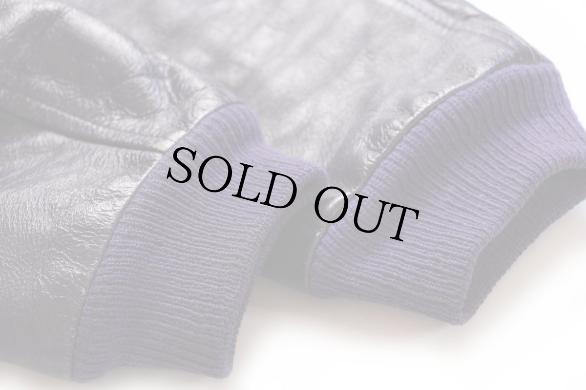 画像7: 70s BUTWINバトウィン パッチ付き オールレザー スタジャン 紫 48 (7)