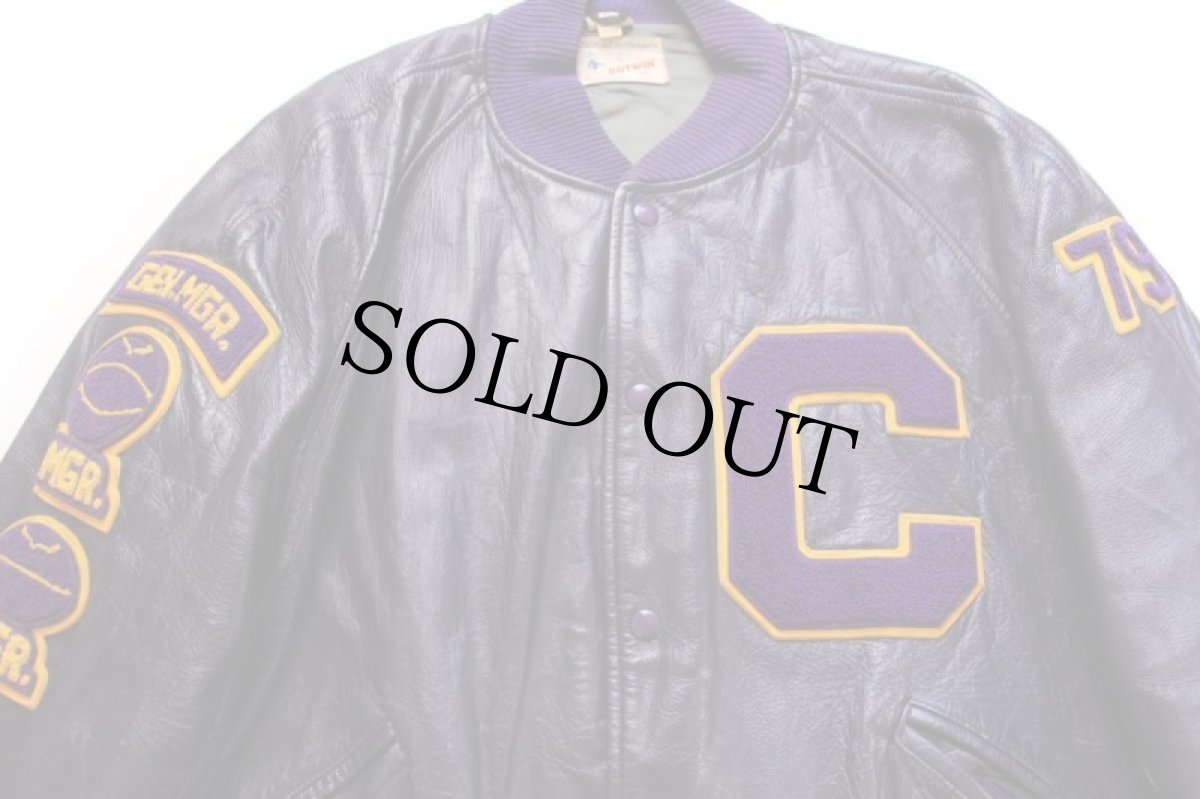 画像3: 70s BUTWINバトウィン パッチ付き オールレザー スタジャン 紫 48 (3)