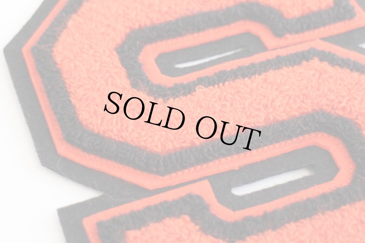 画像3: デッドストック★ビンテージ S レタードパッチ オレンジ×黒★ワッペン (3)