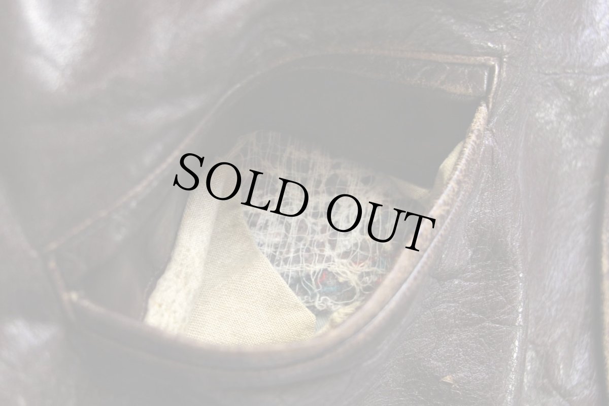 画像10: 60s Varsi-Jac キルティングライナー オールレザー スタジャン ボロ 焦げ茶 (10)