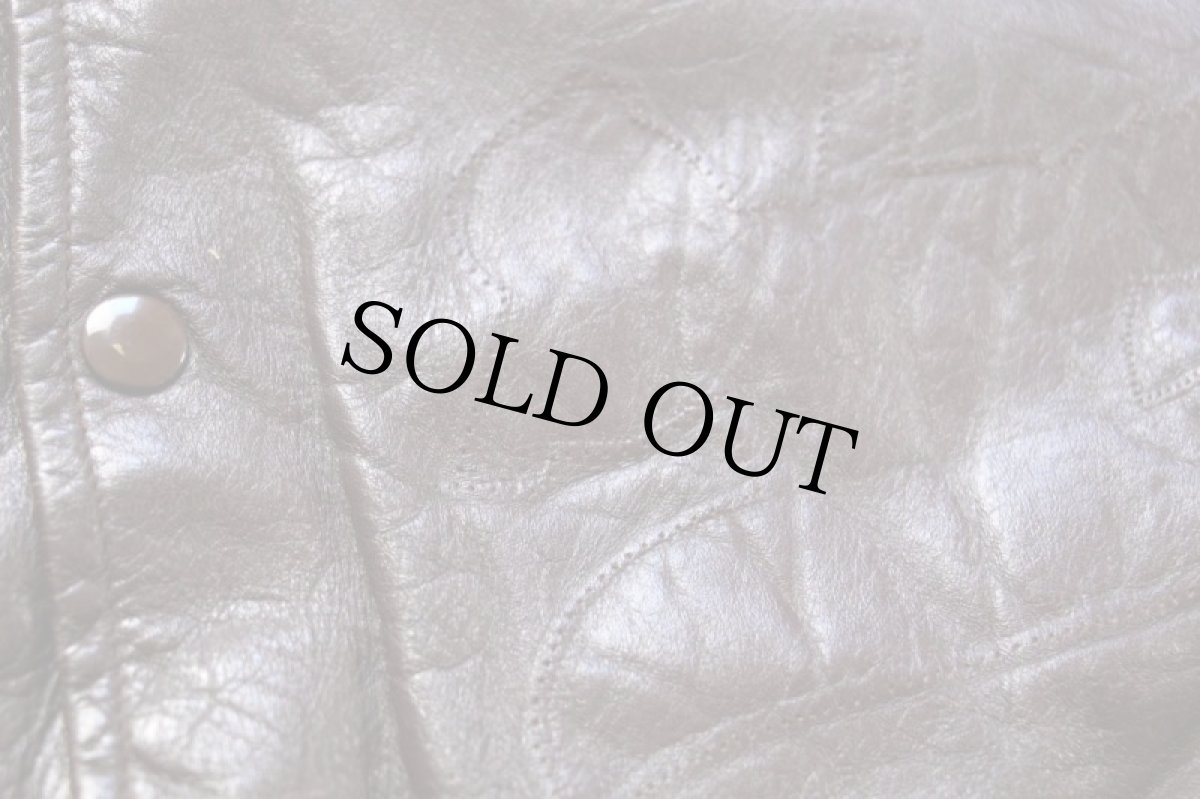 画像7: 60s Varsi-Jac キルティングライナー オールレザー スタジャン ボロ 焦げ茶 (7)