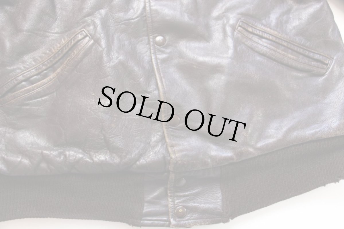 画像6: 60s Varsi-Jac キルティングライナー オールレザー スタジャン ボロ 焦げ茶 (6)