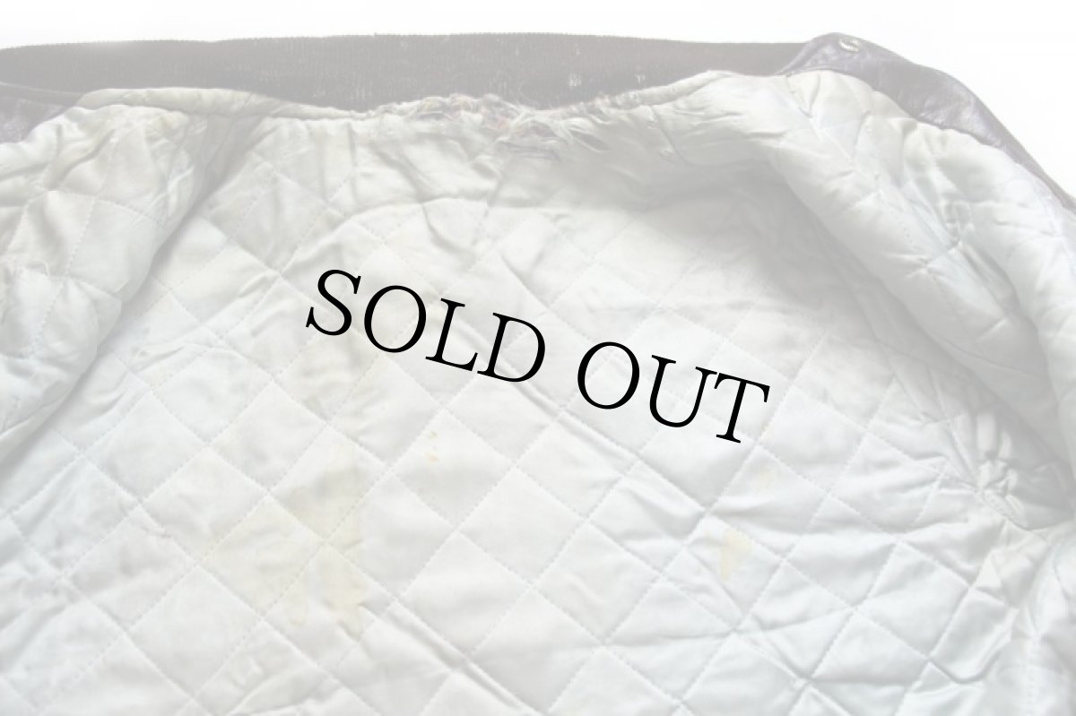 画像5: 60s Varsi-Jac キルティングライナー オールレザー スタジャン ボロ 焦げ茶 (5)