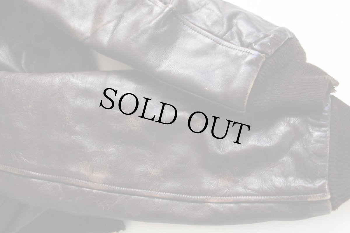 画像8: 60s Varsi-Jac キルティングライナー オールレザー スタジャン ボロ 焦げ茶 (8)