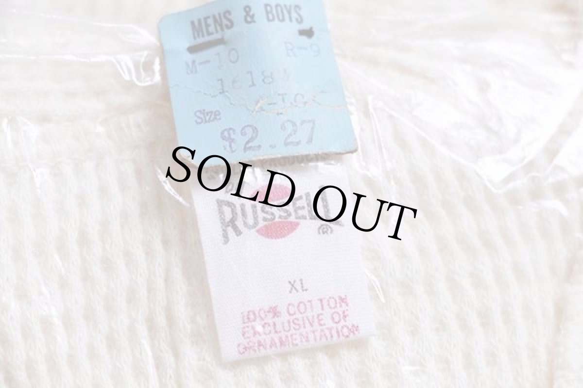 画像4: デッドストック★60s RUSSELLラッセル コットン サーマル アンダー オールインワン ユニオンスーツ ナチュラル XL (4)