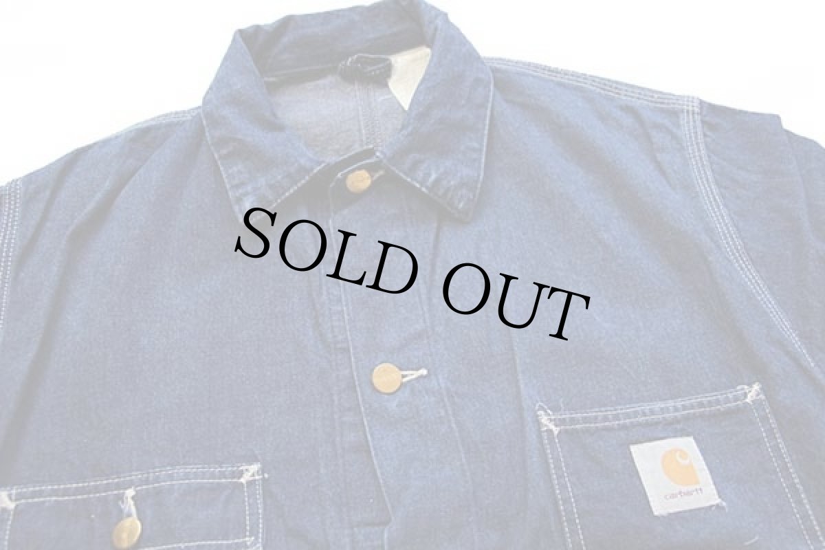 画像3: 80s USA製 carharttカーハート デニム チョアコート カバーオール 42 (3)