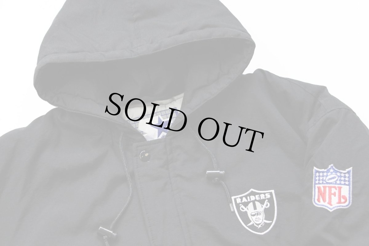 画像3: 90s STARTERスターター NFL RAIDERS キルティングライナー ナイロンパーカー 黒 M (3)