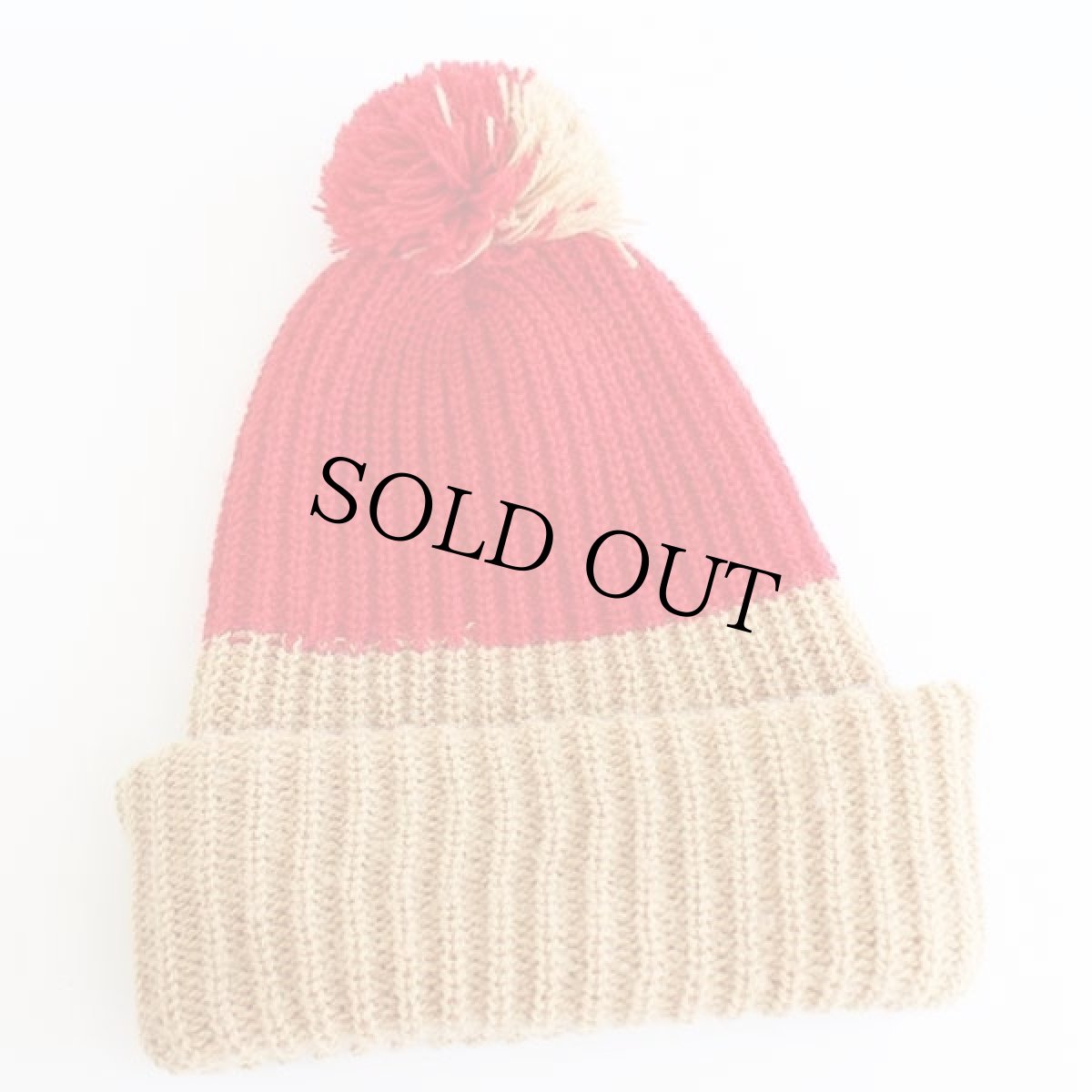 画像2: 90s NFL 49ERS パッチ付き ツートン ニットキャップ 薄茶×赤 (2)