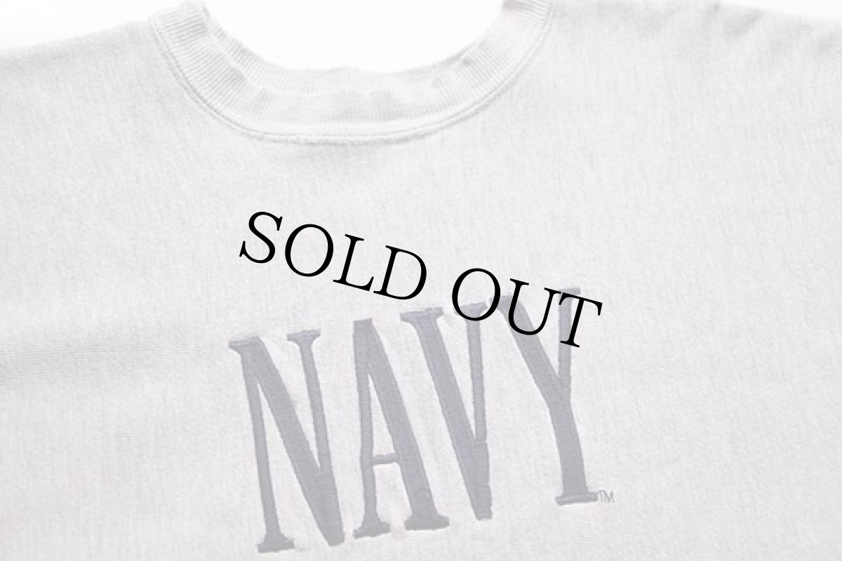 画像3: 90s Championチャンピオン NAVY刺繍 リバースウィーブ スウェット ボロ 杢グレー (3)