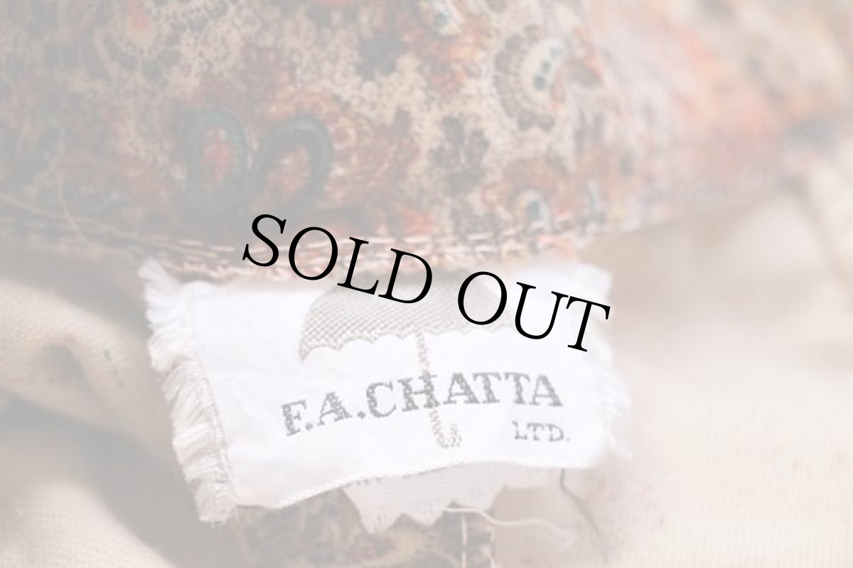 画像6: 70s F.A.CHATTA ペイズリー 総柄 コットン ベロア フレアパンツ w27 (6)