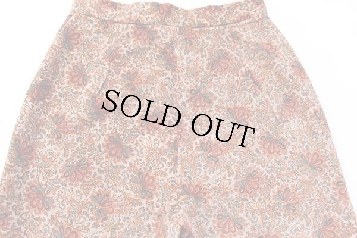 画像5: 70s F.A.CHATTA ペイズリー 総柄 コットン ベロア フレアパンツ w27 (5)