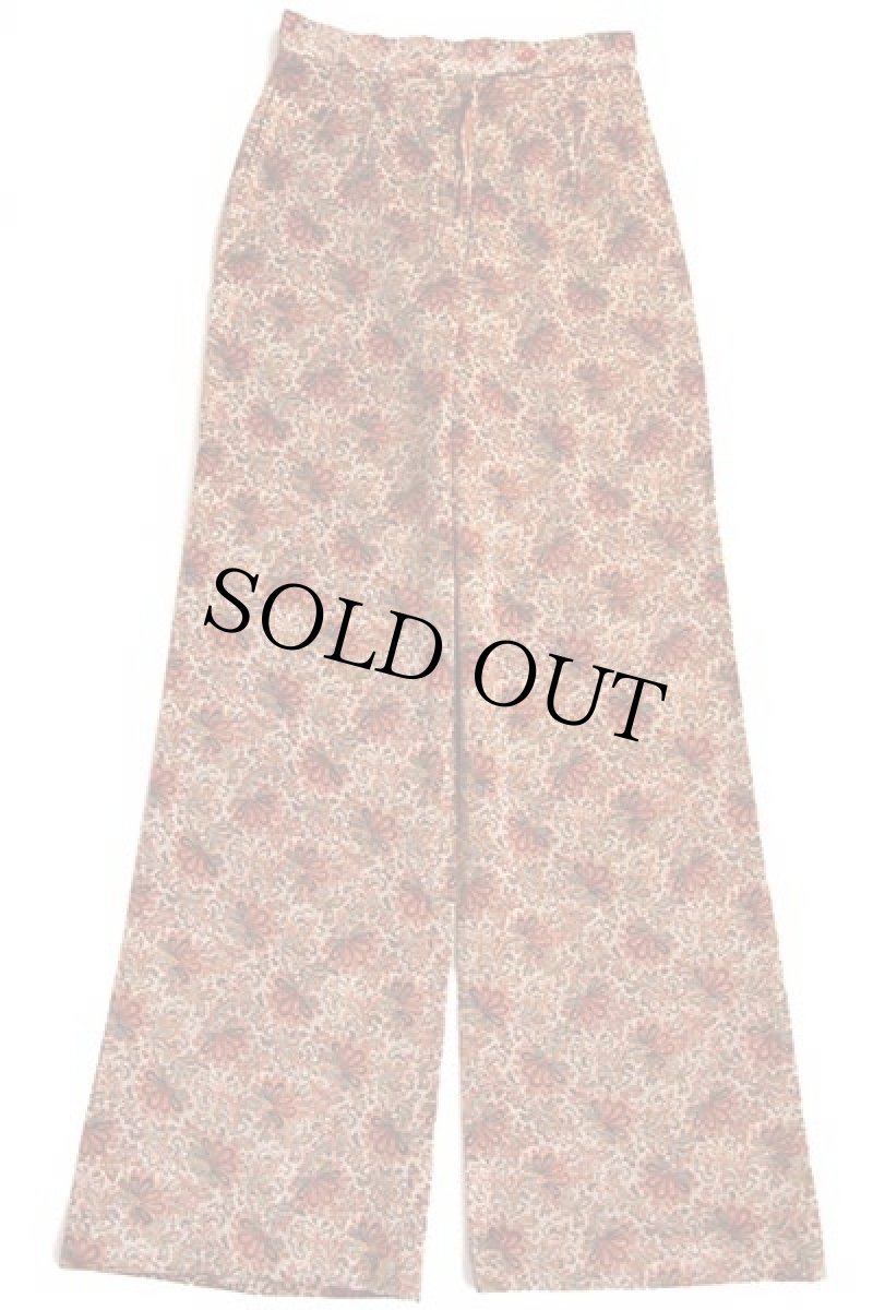 画像2: 70s F.A.CHATTA ペイズリー 総柄 コットン ベロア フレアパンツ w27 (2)