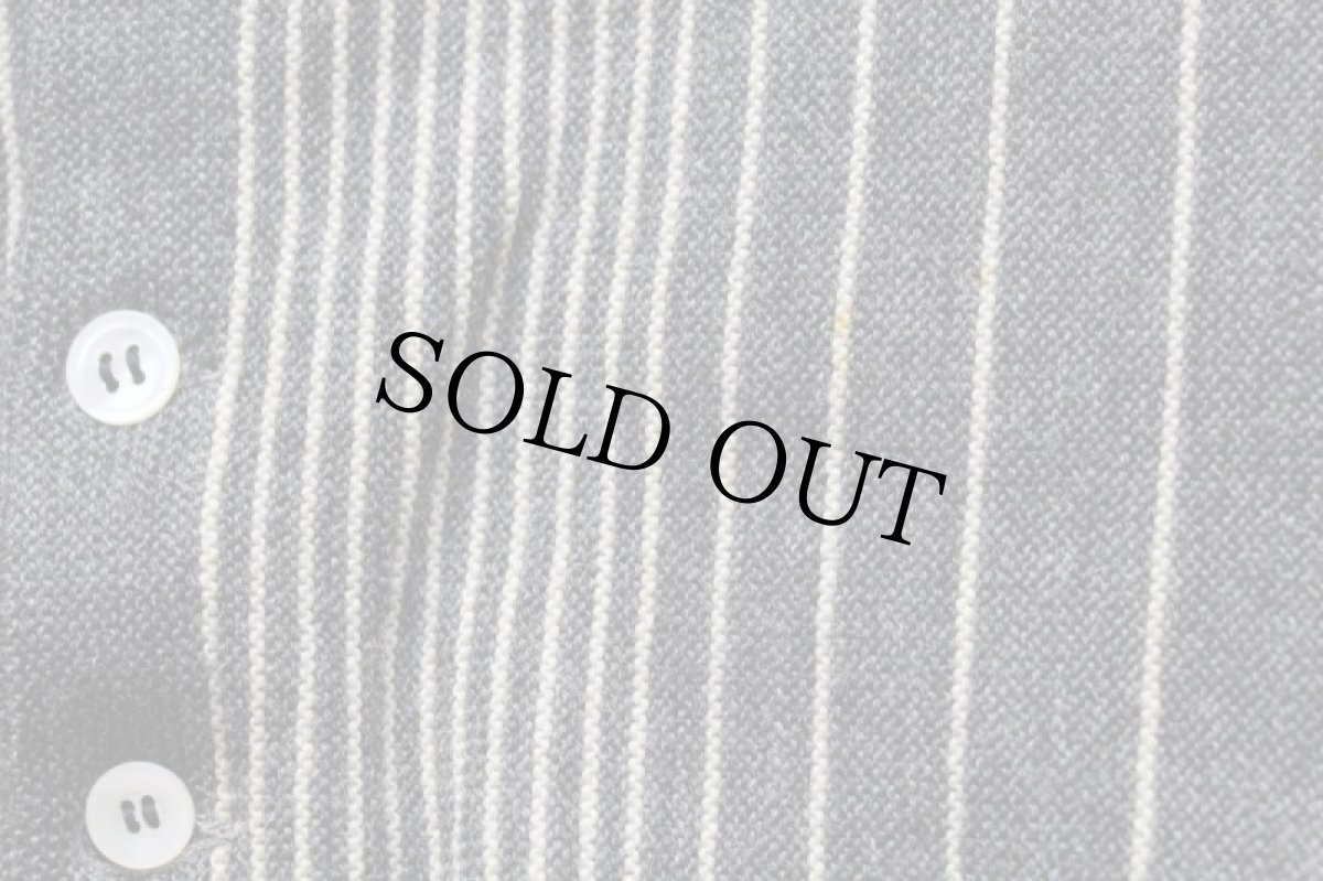 画像5: 50s Hanny's ストライプ ウールニット カーディガン グレー M (5)