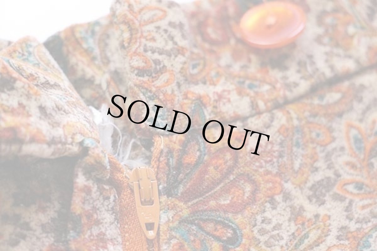 画像7: 70s F.A.CHATTA ペイズリー 総柄 コットン ベロア フレアパンツ w27 (7)