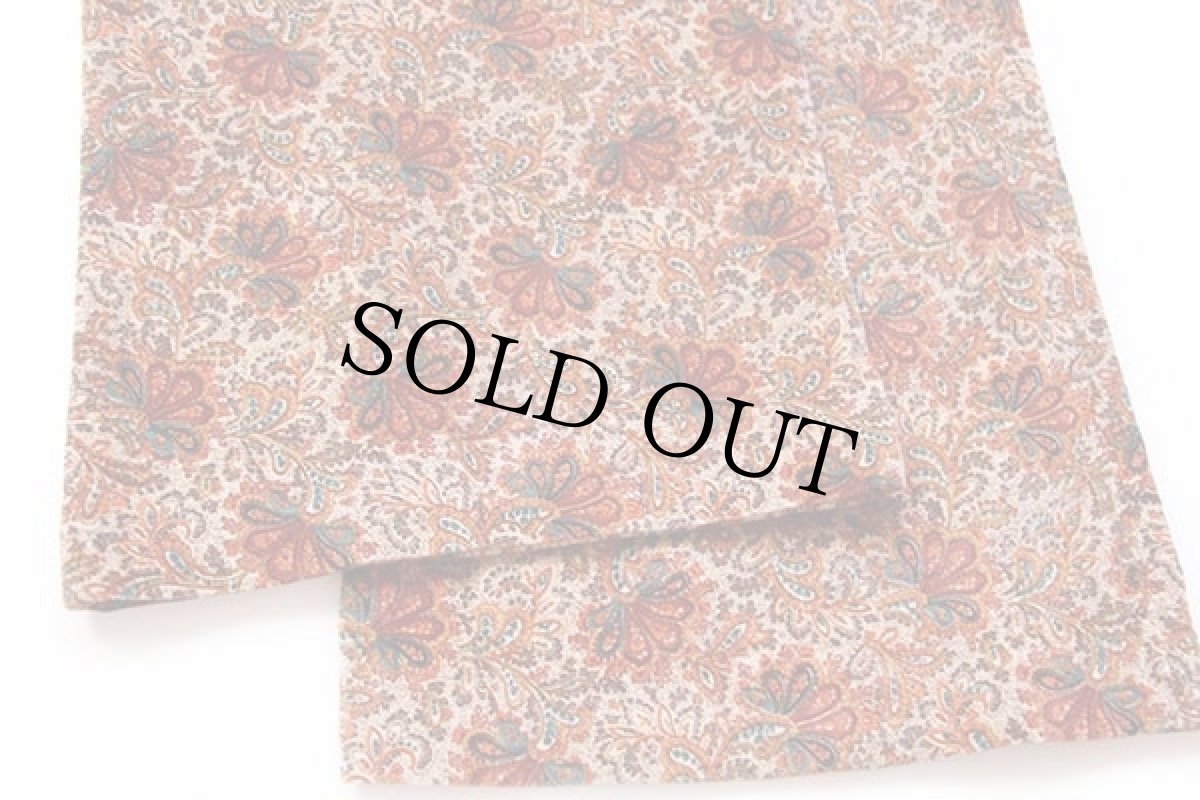 画像9: 70s F.A.CHATTA ペイズリー 総柄 コットン ベロア フレアパンツ w27 (9)