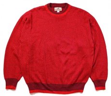 画像1: 90s USA製 Winona Knits バーズアイ コットンニット セーター 赤 2XL (1)